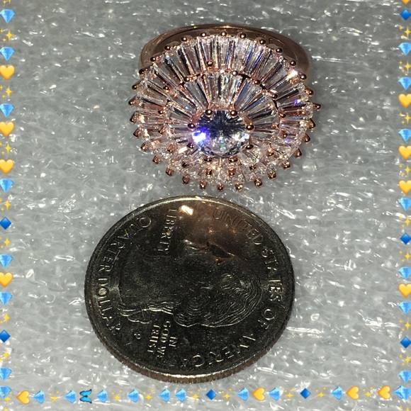 Flashy Baguette Paved Double Halo Cocktail Ring - Picture 6 of 8